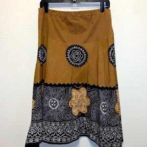 Motherhood Maternity  Brown Black Patterned Bohemian Full Skirt 4997